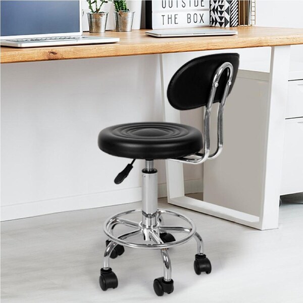 Levede Bar Stools Swivel Salon Stool Barber Hair Dress Chairs Footrest Bracket Black with Back / 1 Pack
