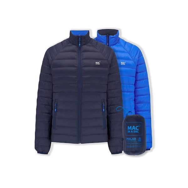 Mac In A Sac Packable Adult Mens Polar Duck Down Reversible Jacket Navy/Saxe XXL