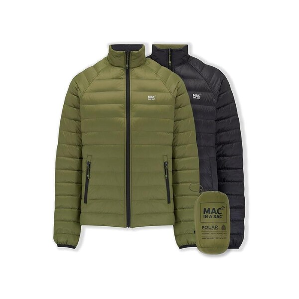 Mac In A Sac Packable Adult Men Polar Duck Down Reversible Jacket Khaki/Black M