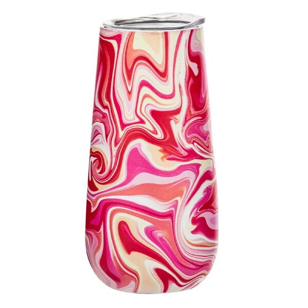 Porta Summer Swirl Double Walled 180ml Stainless Steel Champagne Tumbler Pink