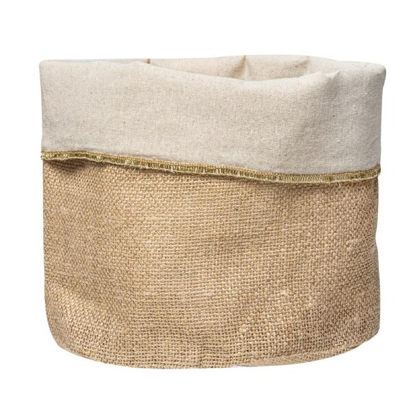 Ladelle Starry Gold Lurex Weave Jute Storage Basket Organiser 20.5x18x18cm