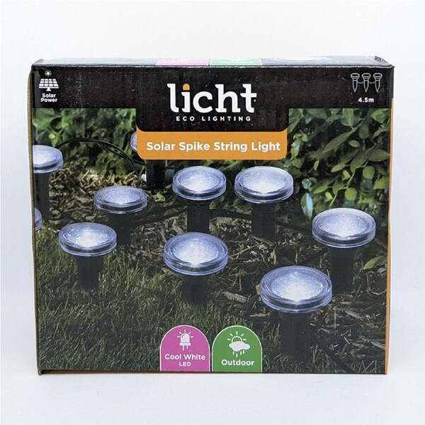 Licht Solar Powered Spike String Outdoor Garden Lights Cool White LED 6.5m