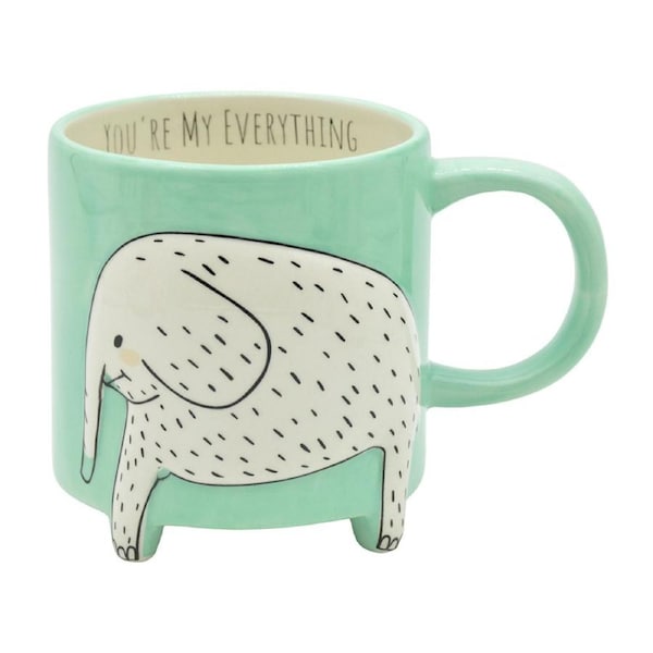 Urban Animal Elephant 14cm Heavy Dolomite Mug w/ Legs Coffee/Tea Drinkware Green