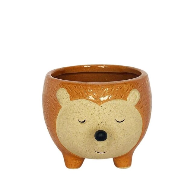 Urban Hedgehog 9.5cm Ceramic Planter Home Ornament Display Pot Small Orange