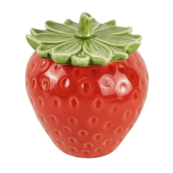 Urban 13cm Ceramic Strawberry Jar Snacks/Treats Container Storage w/ Lid Red