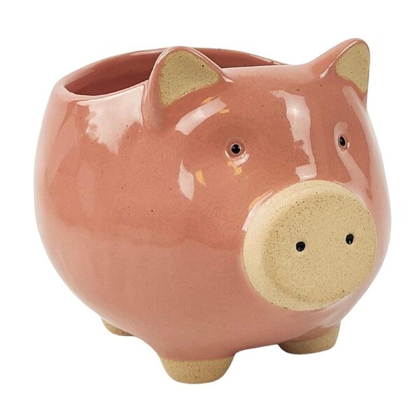 Urban Pig 11cm Ceramic Planter Home Garden Ornament Display Plant Pot Medium PNK
