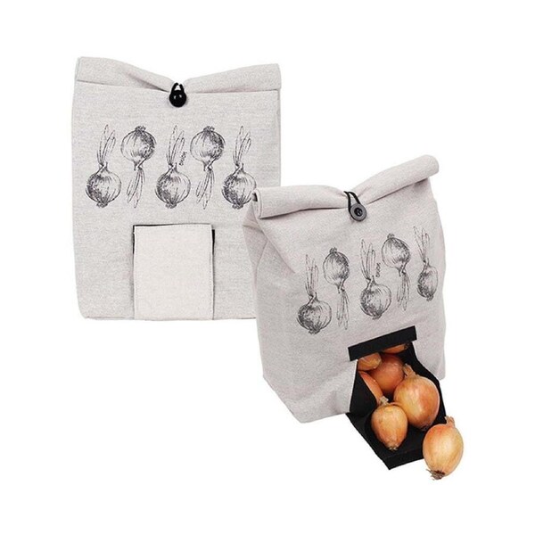 Eco Basics 46x34cm Onion Linen Bag Food Storage Breathable Fabric w/ Flat Base