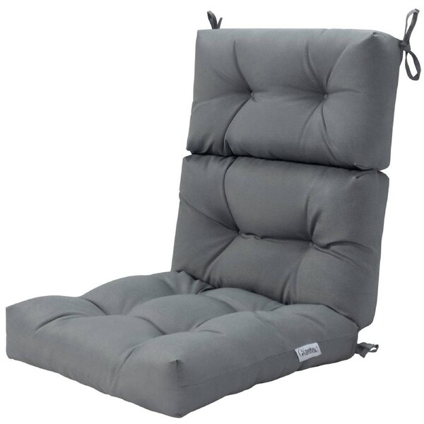 Costway Low Back Chair Cushion w/Non-slip Rope Belts Patio Thickened Sun Protection Chair Seat Pads Grey