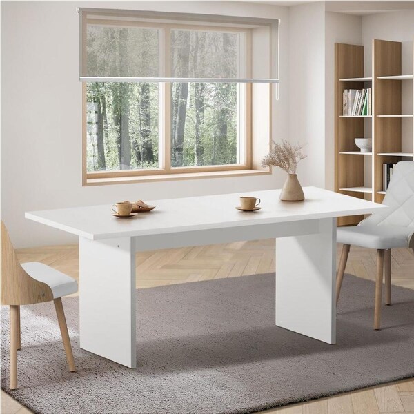 Oikiture 180cm Dining Table Rectangular Kitchen Dining Table Timber White