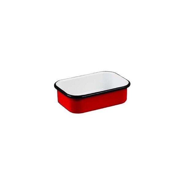Urban Style Enamelware Multipurpose 14.5cm Rectangle Tray Dish w/ Black Rim Red
