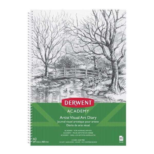 Derwent Academy Art/Craft Visual Art Diary A3 Portrait Orientation 80pg 350Gsm