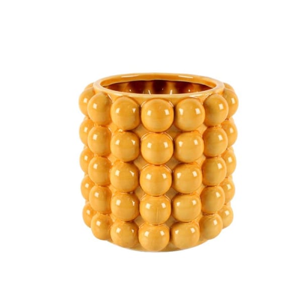 Maine & Crawford Agapi 14cm Bubble Ceramic Plant Pot Flower Planter Mustard