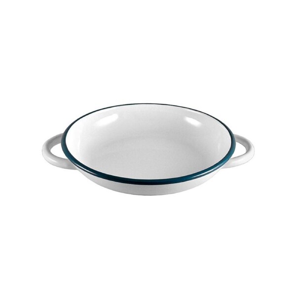 Urban Style Enamelware 22cm Ragout Plate Food Dinner Dish w/ Blue Rim/Handle WHT