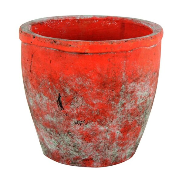 Maine and Crawford Sersi 17cm Antiqued Face Concrete Pot Home Decor Terracotta