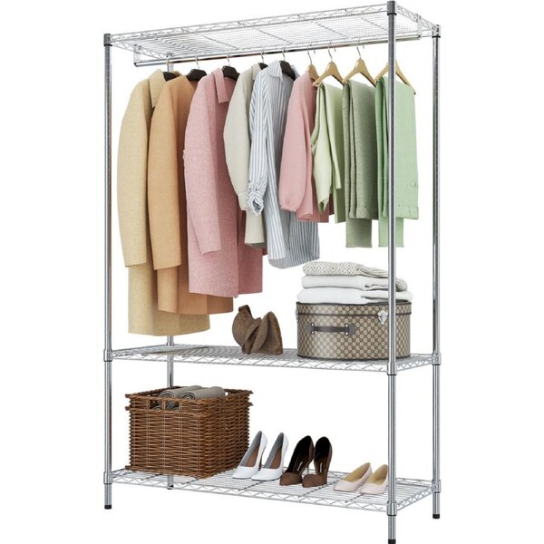 Clothes Hanging Storage Organiser Chrome 120cm