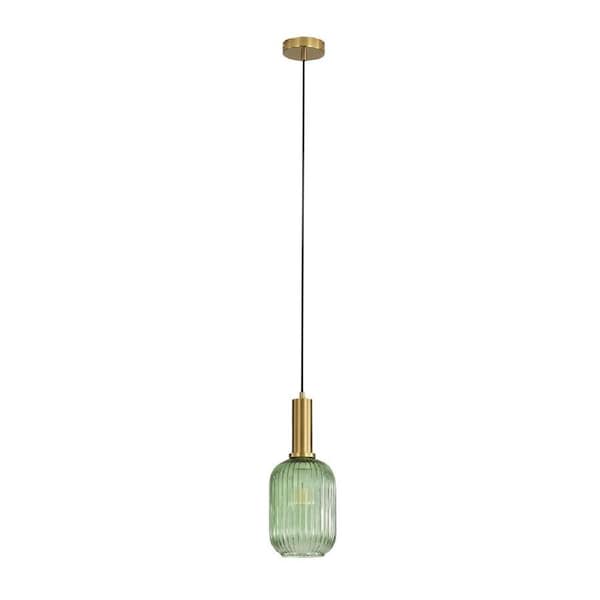 Luxe 130 Ribbed Glass Pendant Light Green