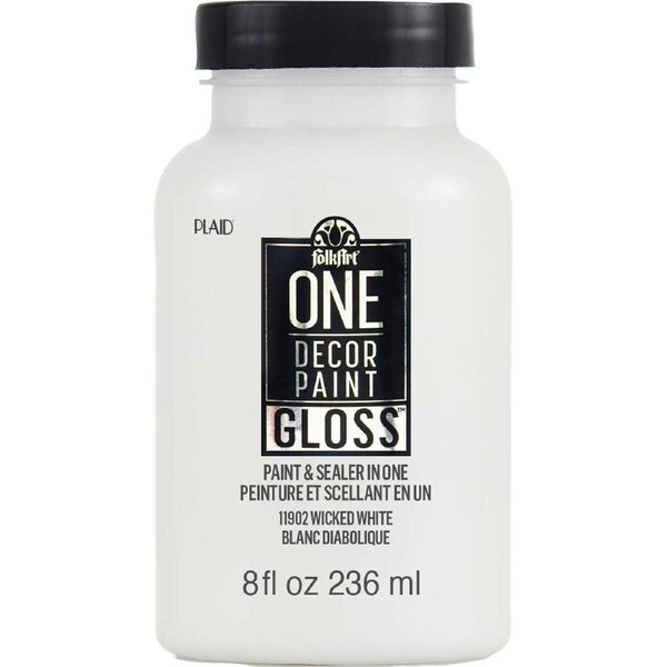 Plaid FolkArt 236ml One Decor Water-Based Paint Gloss Wicked White Non-Toxic