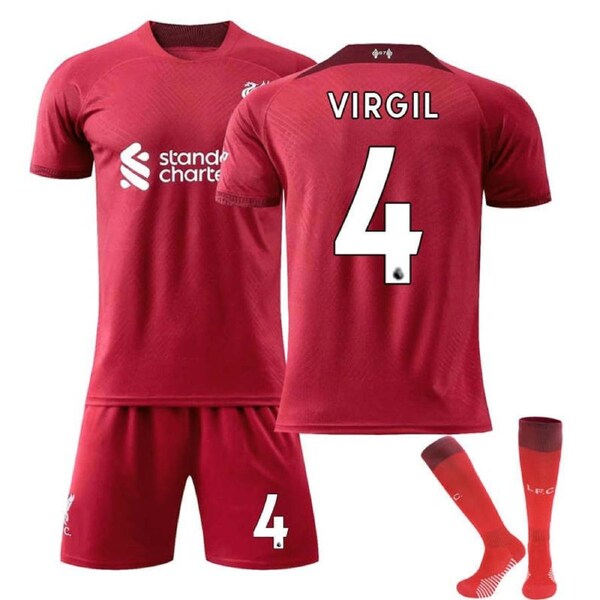 Nevenka Liverpool Home Jersey 2022-23 VIRGIL #4 Soccer Jersey Kids Adult 3-Pieces Jersey Kits 16