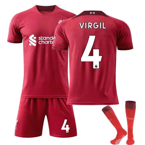Nevenka Liverpool Home Jersey 2022-23 VIRGIL #4 Soccer Jersey Kids Adult 3-Pieces Jersey Kits 30