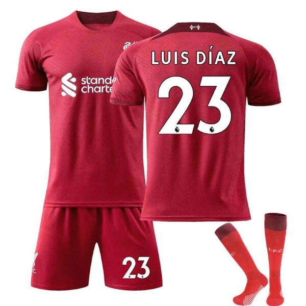 Nevenka Liverpool Home Jersey 2022-23 LUIS DIAZ #23 Soccer Jersey Kids Adult 3-Pieces Jersey Kits 26