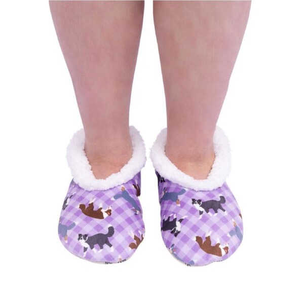 SnuggUps Slippers Women's Printed Pets Small Border Collie, Splosh SNWPBC01