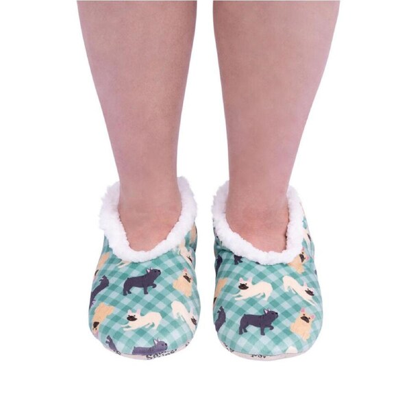 SnuggUps Slippers Women's Printed Pets Medium French Bulldog, Splosh SNWPFB02