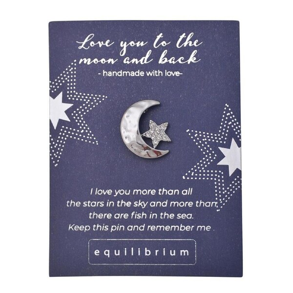 Gibson Gifts Equilibrium Silver Pin/Brooch Love You Moon & Back Accessory