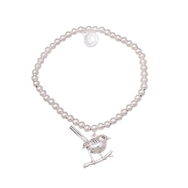 Gibson Gifts Australian Fauna Silver Bracelet Fairy Wren Charm Kids Jewellery