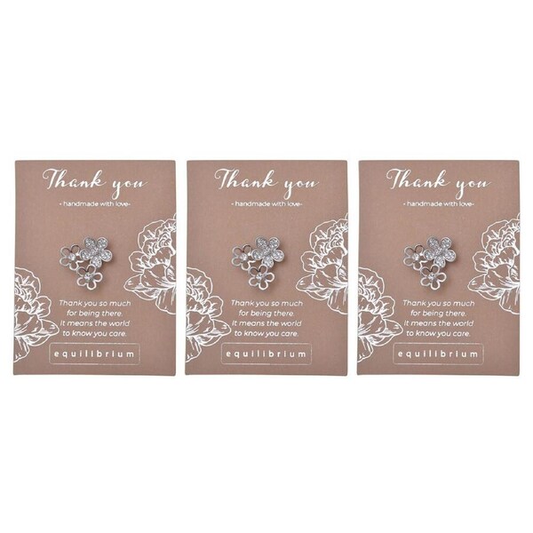 3PK Gibson Gifts Equilibrium Silver Pin/Brooch Thank You Women/Girls Accessory