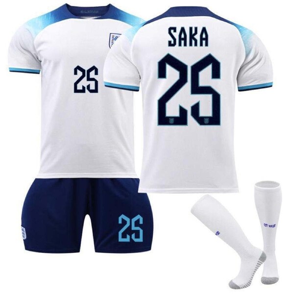 Nevenka England Hone Jersey 2022-23 SAKA #25 Soccer Jersey Kids Adult 3-Pieces Jersey Kits 22