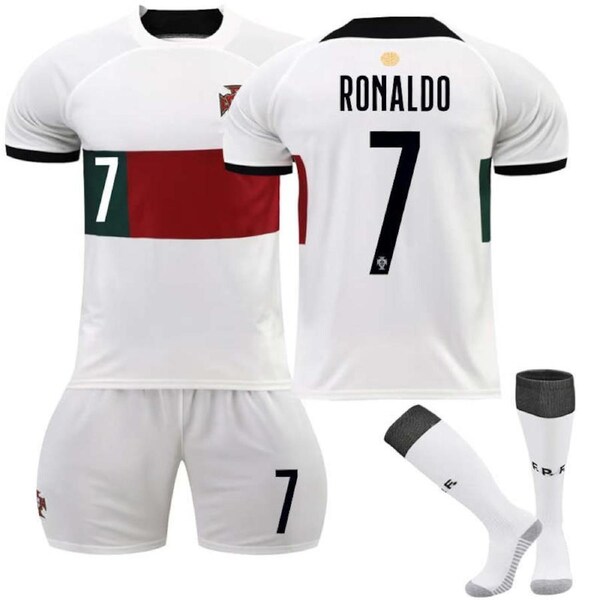 Nevenka Portugal Away Jersey 2022-23 RONALDO #7 Soccer Jersey Kids Adult 3-Pieces Jersey Kits 16