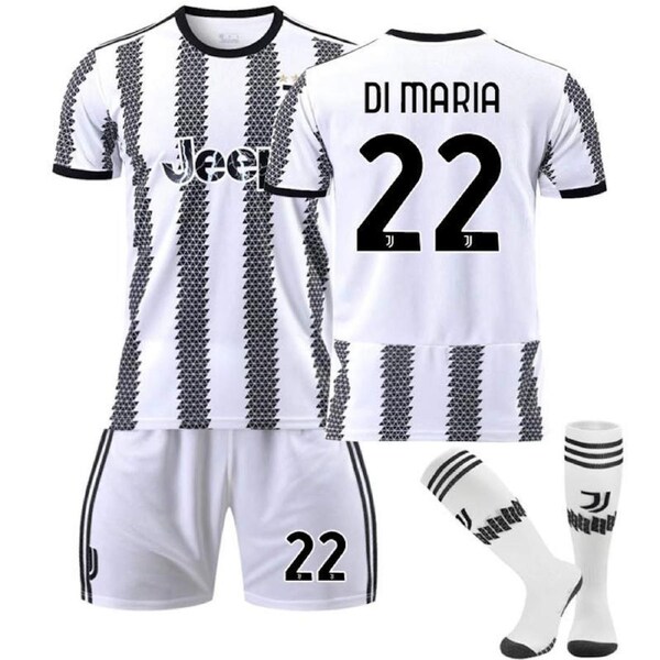 Nevenka Juventus Home Jersey 2022-23 DI MARIA #22 Soccer Jersey Kids Adult 3-Pieces Jersey Kits M