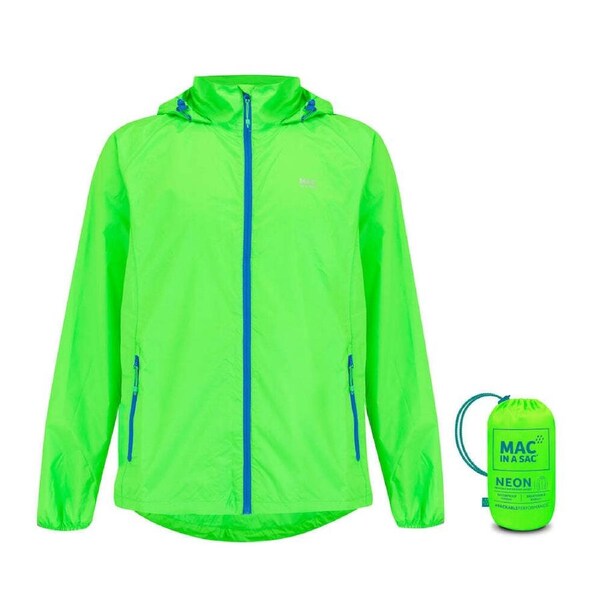Mac In A Sac Packable Unisex Adults Waterproof Outerwear Jacket Neon Green XS