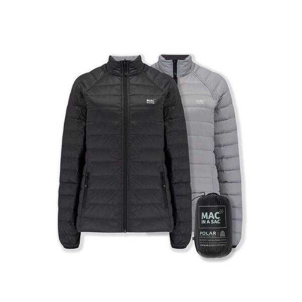 Mac In A Sac Packable Adults Ladies Polar Down Reversible Jacket Black/Grey AU12