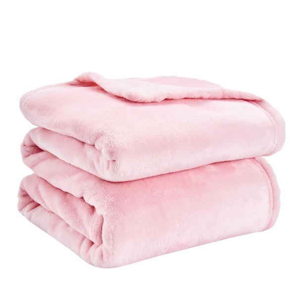 LINENOVA Flannel Fleece Blanket 300GSM Lightweight Plush Fuzzy Cozy Soft Blanket Throw Twin Queen Size Twin / Pink