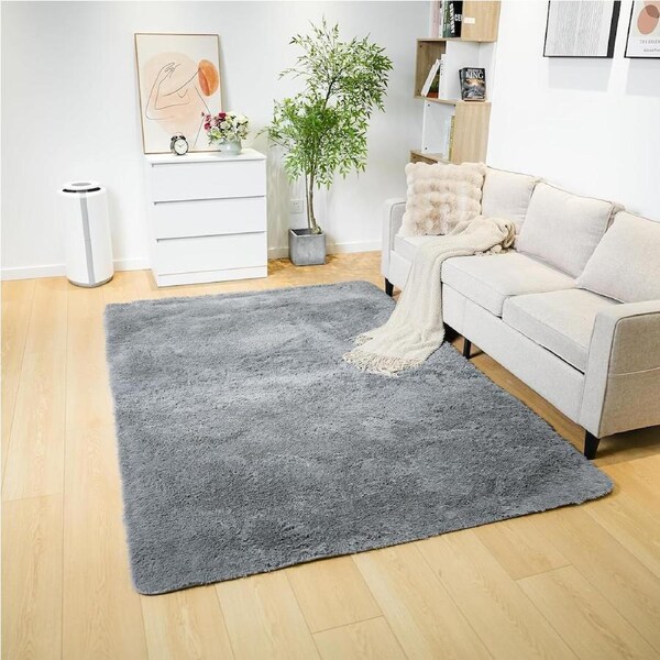 Advwin Floor Rug 160 x 230cm Large Non-Slip Shaggy Rug Living Room Bedroom Mat Large Carpet Grey