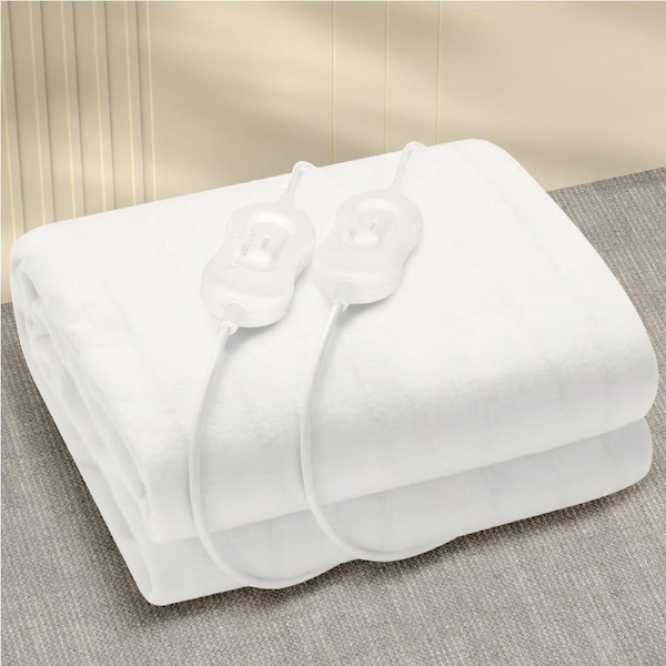 Advwin Dual Control Electric Blanket Heated Fitted Washable Adjustable 3 Heat Settings -Double