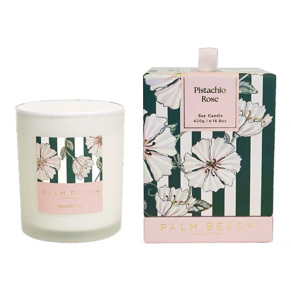 Palm Beach Scented Soy Candle Standard 420g - Pistachio Rose W25MCXPR