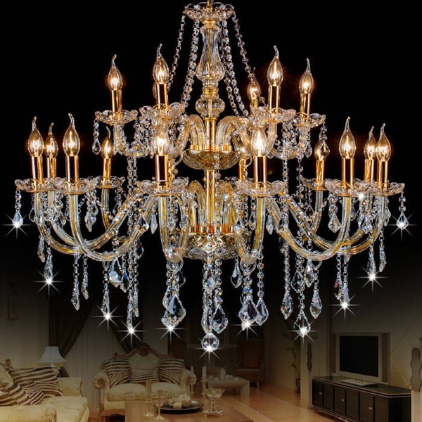 Chandelier Golden Clear 12 And 6 heads