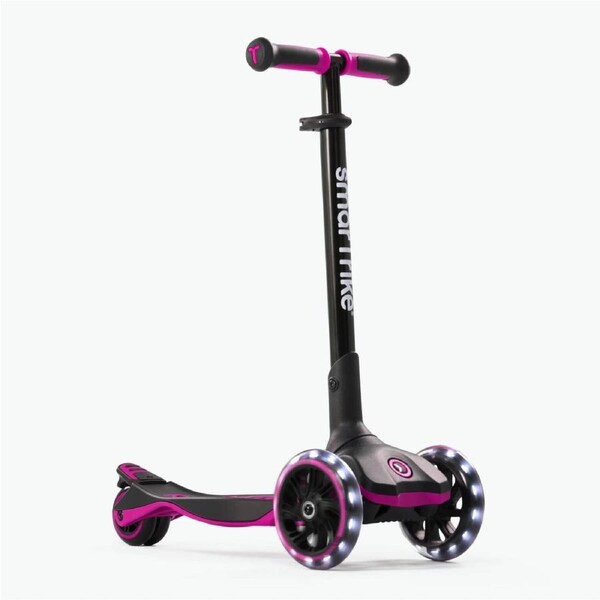 Kids 3 Wheel Kick Scooter Foldable Adjustable Ride On LED Light Up Wheels Pink