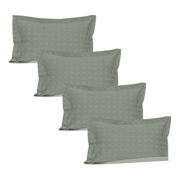 4PK Jason Commercial Villa Premium Matelasse Pillow Sage 48x73cm White 300GSM