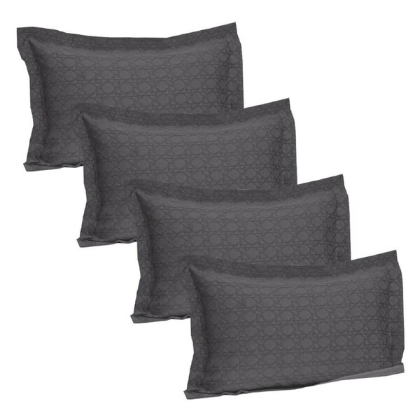 4PK Jason Commercial Villa Premium Matelasse Pillow Sham 48x73cm Slate 300GSM