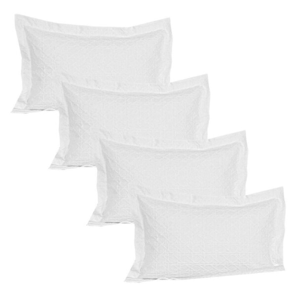 4PK Jason Commercial Villa Premium Matelasse Pillow Sham 48x73cm White 300GSM