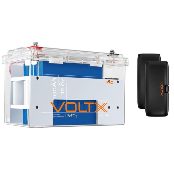 VoltX 100Ah 12V Lithium Battery – Transparent Case, Remote App Control, Reliable Power for Camping & Home Backup