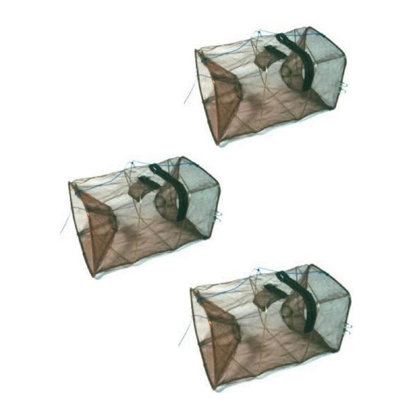 3 x Seahorse Collapsible Shrimp/Bait Traps With 1 1/2 Inch Entry Rings-3 Pack