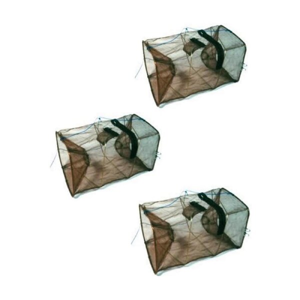 3 x Seahorse Collapsible Shrimp/Bait Traps With 2 Inch Entry Rings-Bulk 3 Pack