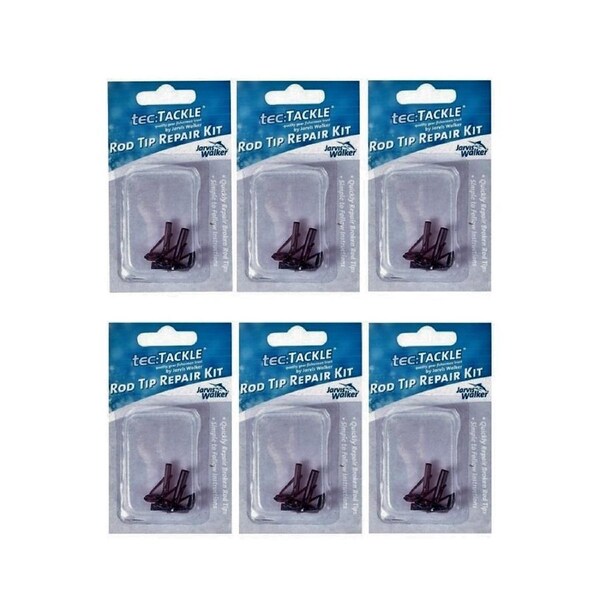 6 x Jarvis Walker Fishing Rod Tip Repair Kits - 18 Black Replacement Tips
