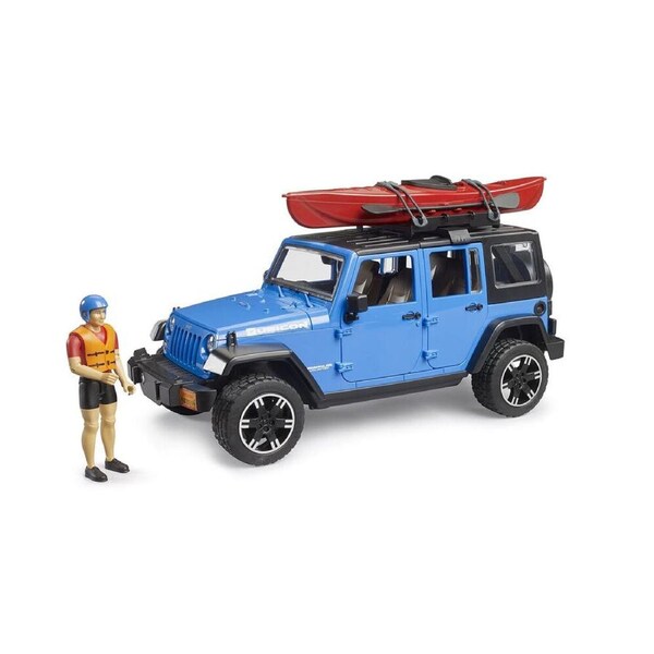 Bruder ABS Jeep Wrangler Rubicon Unlimited w/ Kayak/Kayaker 33cm Kids Toy 4y+