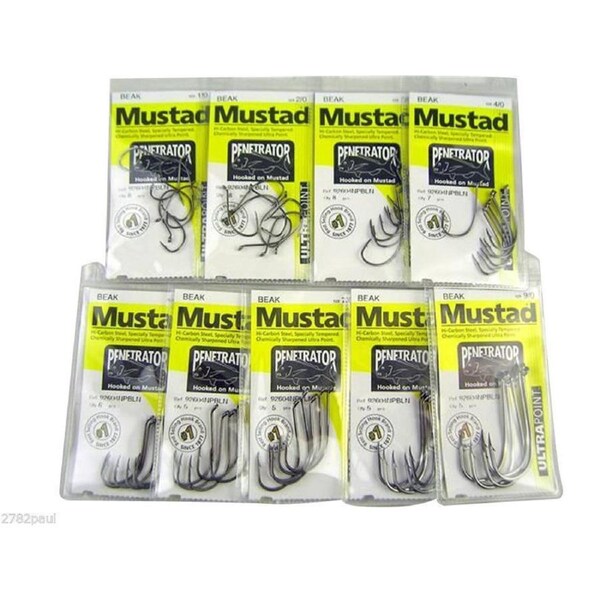 Mustad Penetrator-Bulk 9 Pc Value Pack-Sizes-1/0-2/0-3/0-4/0-5/0-6/0-7/0-8/0-9/0