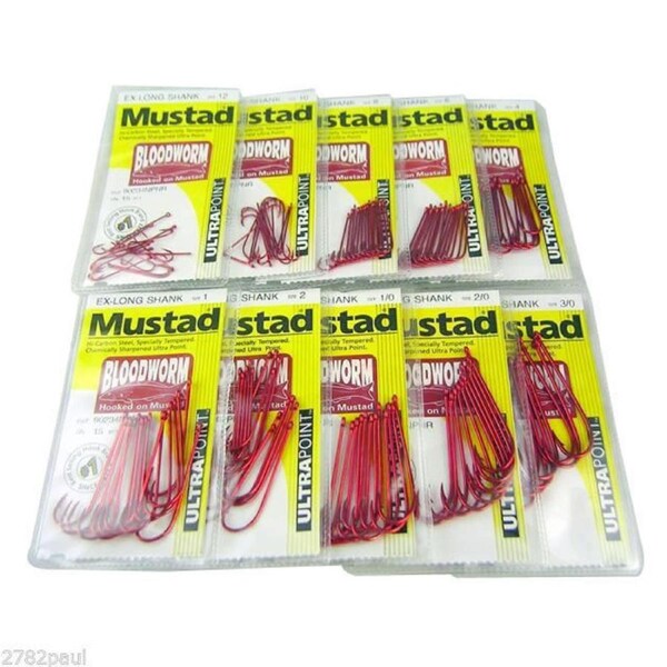 Mustad Bloodworm Complete Range Bulk 10pc Pack Sizes-12-10-8-6-4-2-1-1/0-2/0-3/0